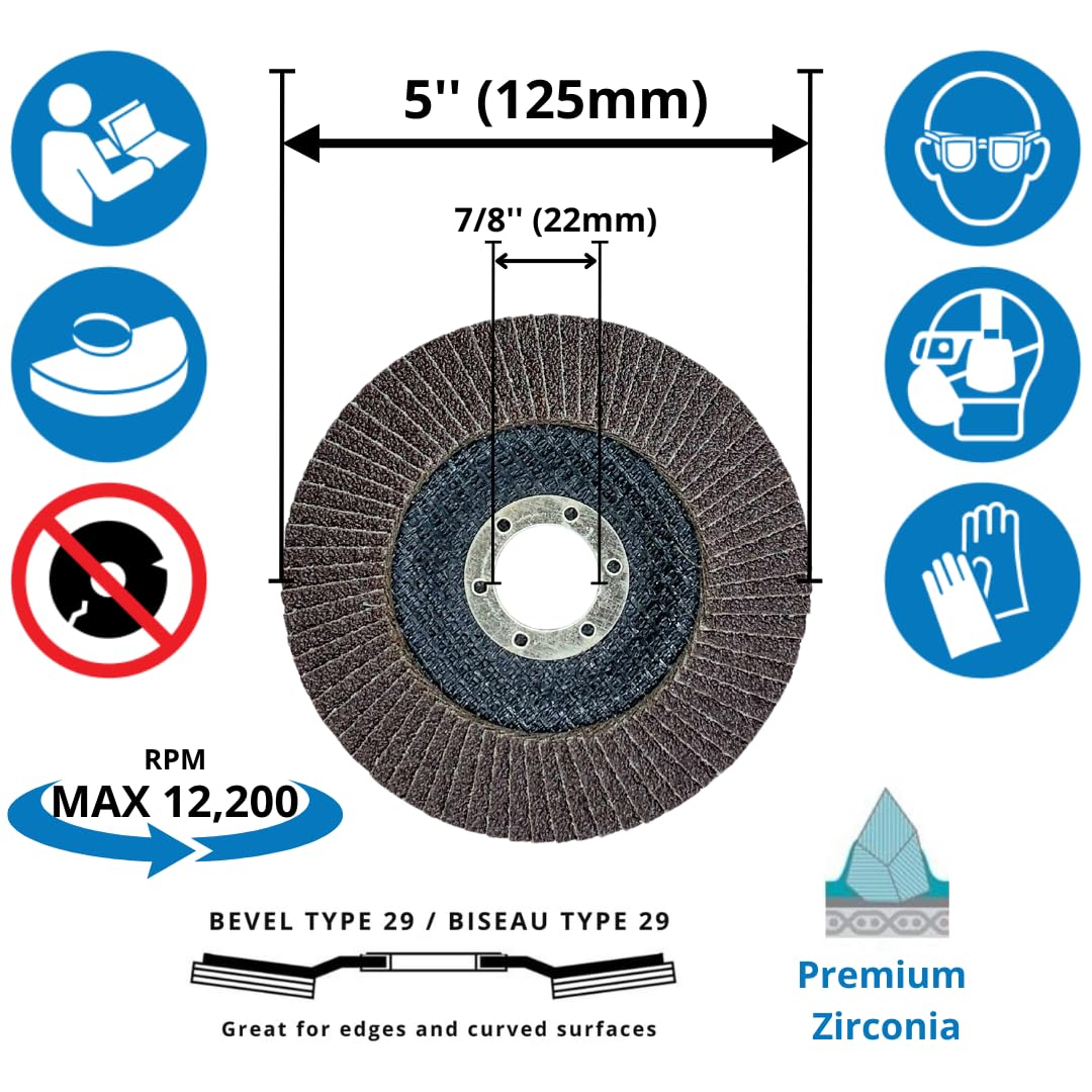 30 PACK 5" Flap Discs – Assorted Grit Zirconia & Aluminum Oxide