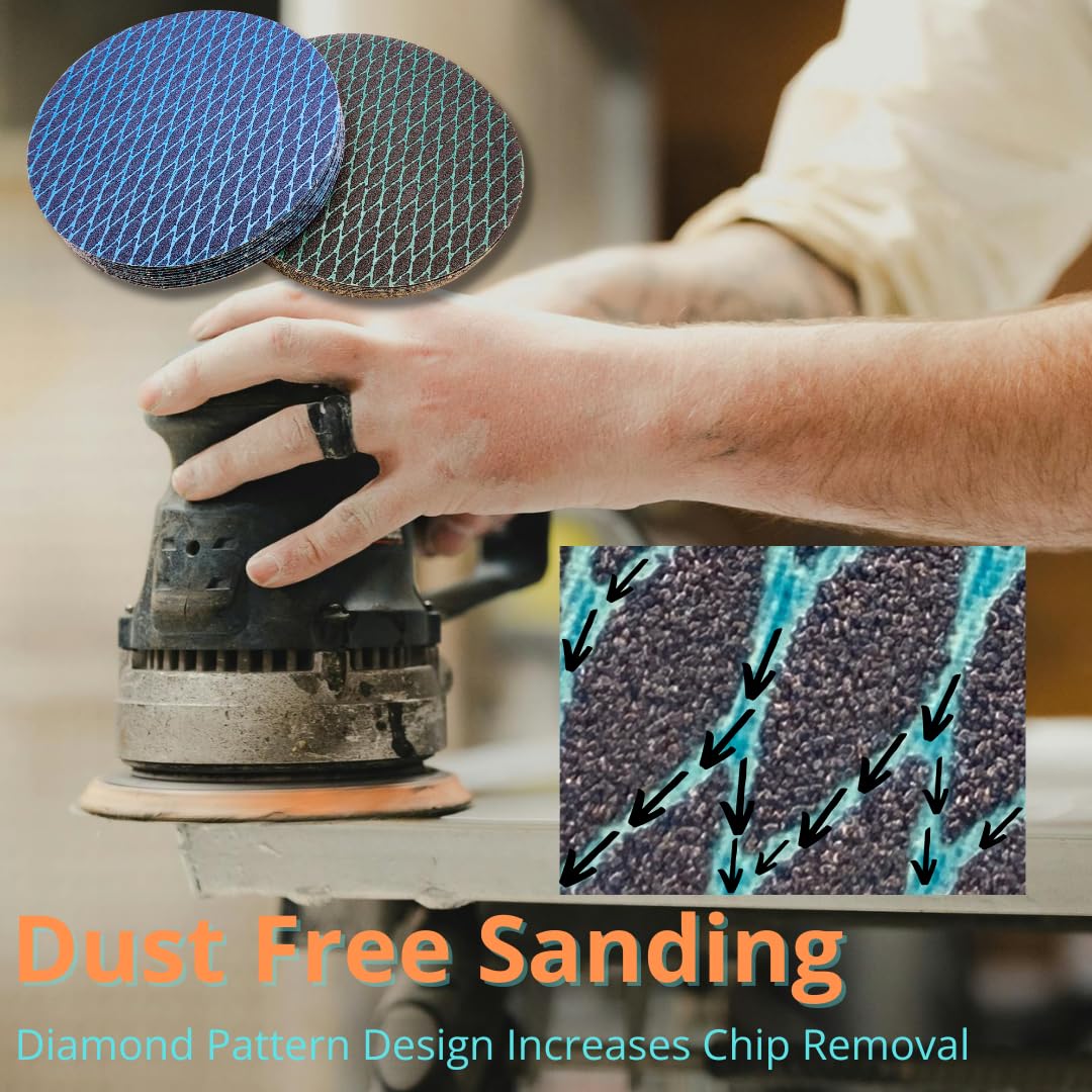 50 PACK 6" Diamond Hook & Loop Sanding Discs – Assorted Grits
