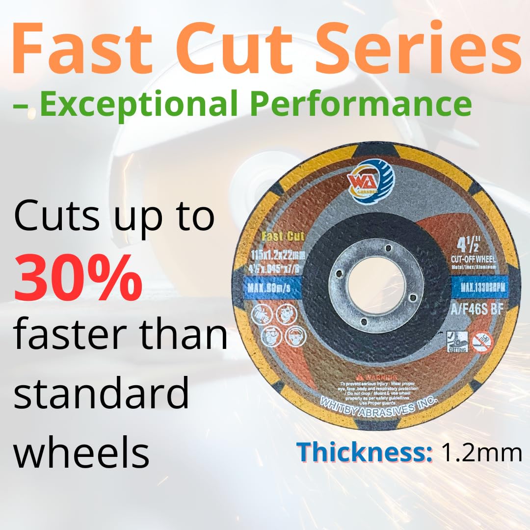 VENTE EN GROS - Disques à tronçonner à moyeu déporté T42 Fast Cut Premium pour métaux et acier inoxydable – 4½"/5"/6"/7" x 0,045" x 7/8" | Whitby Abrasives