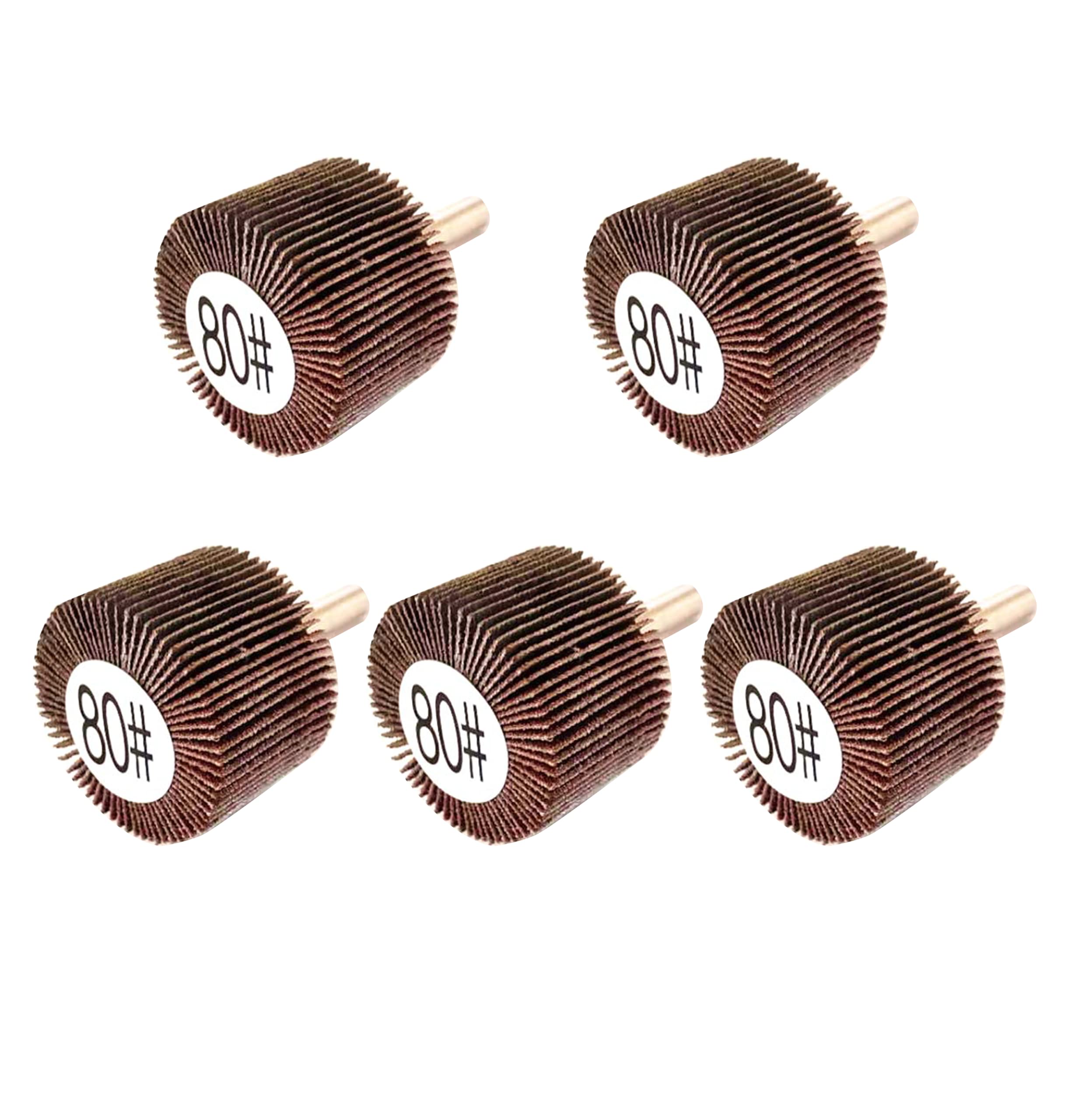 5 PACK 1-1/2" x 1" x 1/4" Aluminum Oxide Mounted Flap Wheels with 1/4" Shank