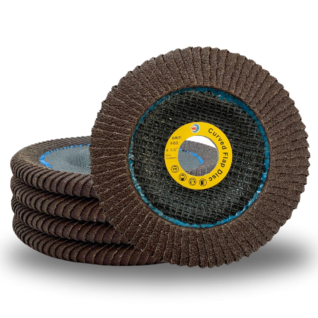 5 PACK 4-1/2" x 7/8" Curved Edge Calcined Alumina Flap Discs