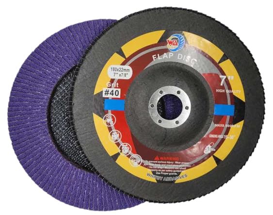 WA Lot de 10 disques à lamelles violets en zirconium/céramique de 17,8 x 2,2 cm, grain 40, pour meuleuse d'angle, meulage du métal, du bois et de l'acier inoxydable, type 27, 17,8 cm, 40#