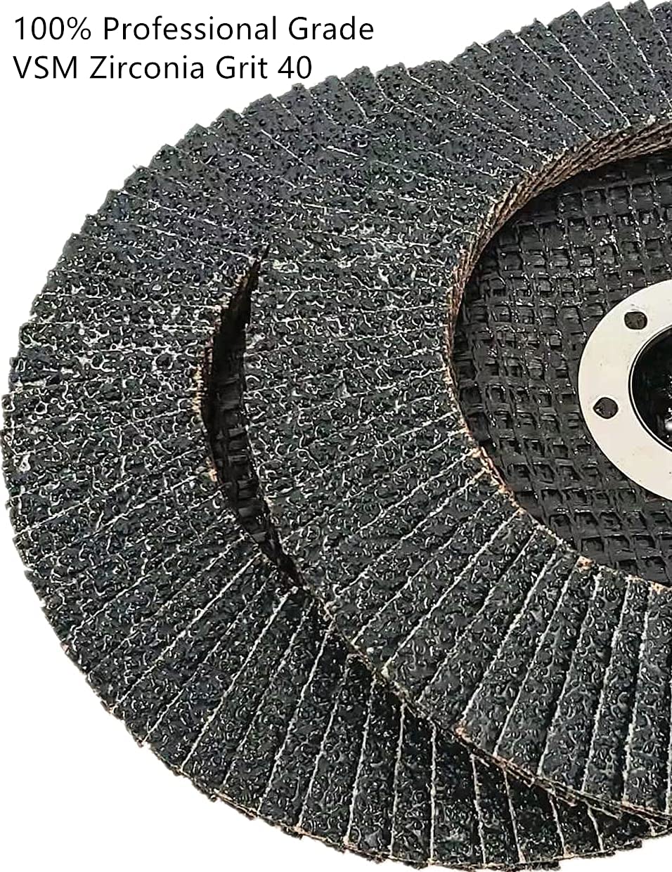 WA 10PACK - Disques à lamelles professionnels VSM Zirconia 40# de 5" x 7/8" pour ponceuse d'angle, coupe agressive, 5 pouces T27 (GRAIN 40)