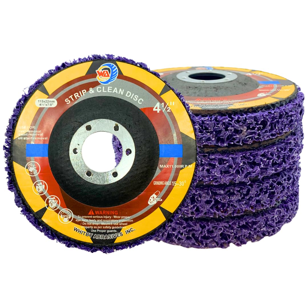 Whitby Abrasives 4-1/2 inch strip and clean discs for angle grinders, 5 pack