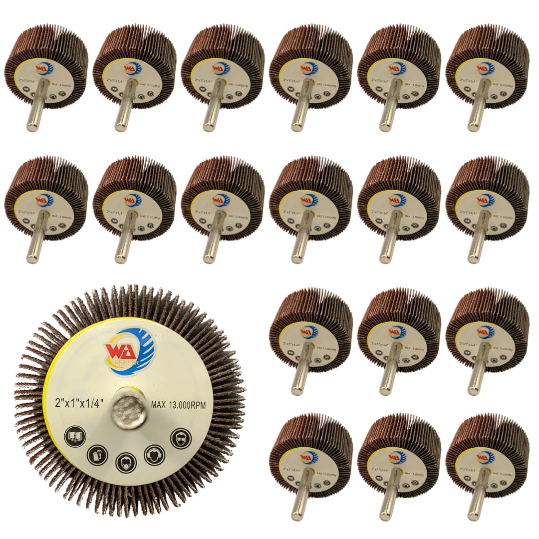 Whitby Abrasives aluminum oxide cone mounted flap wheels, assorted grits, 18 pack