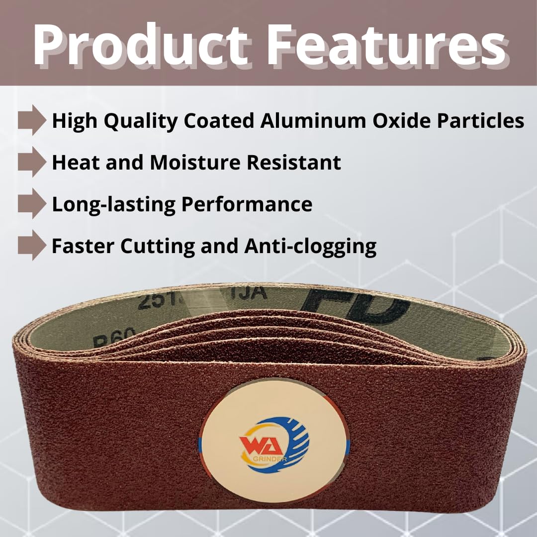 5 PACK 3" x 21" Aluminum Oxide Sanding Belts for Belt Sanders