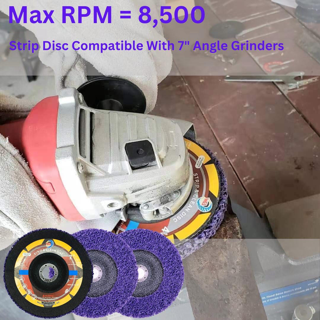 WA 3PCS - Disques à décaper et nettoyer de 7 pouces pour meuleuse d'angle, disque à décaper violet facile pour meuleuse d'angle, traitement de surface intensif, élimination de la rouille, de la peinture et de la colle, décapage (gros), 8 500 tr/min