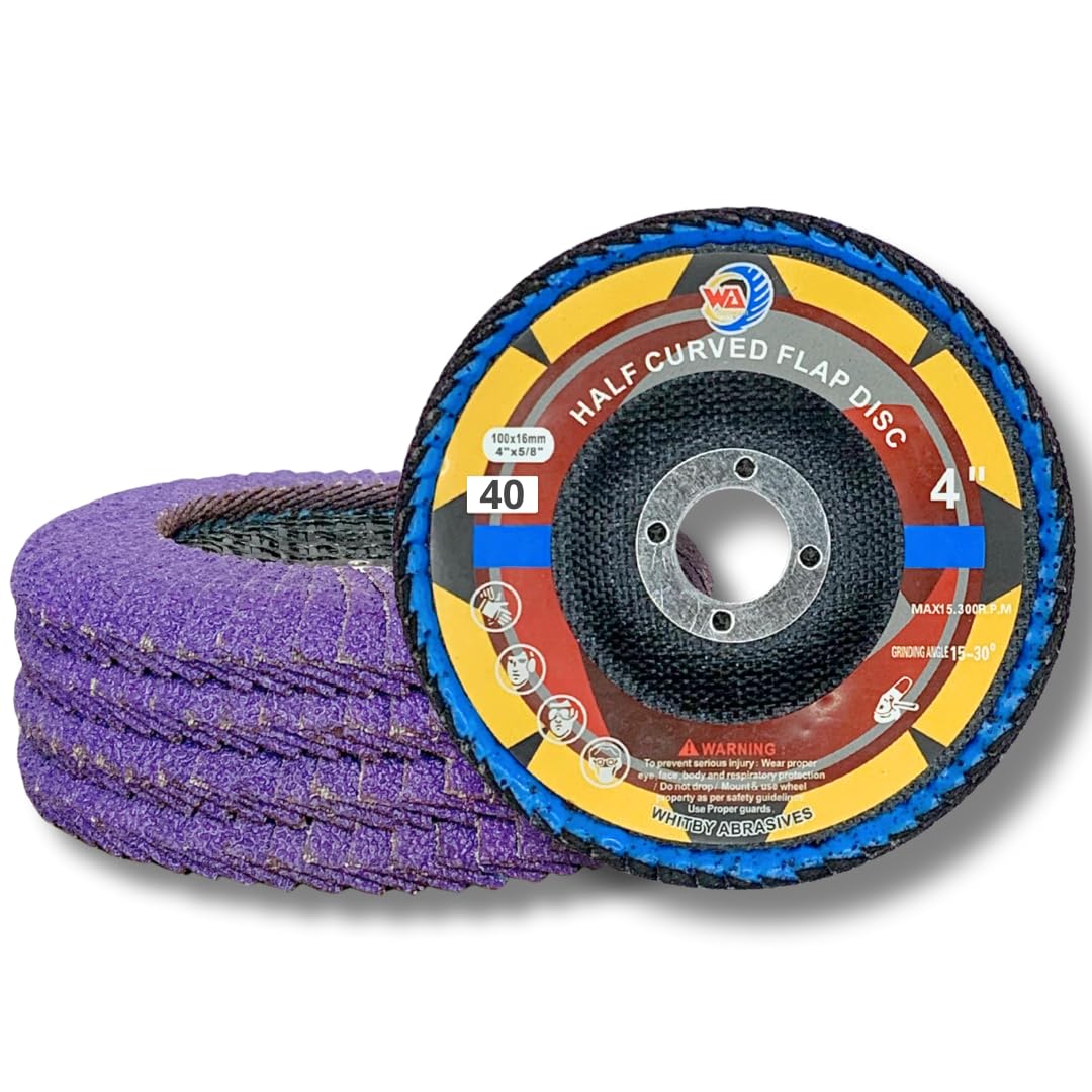 WA 5PCS - 4" x7/8" Disques à lamelles demi-courbées pour soudures d'angle en zircone/céramique