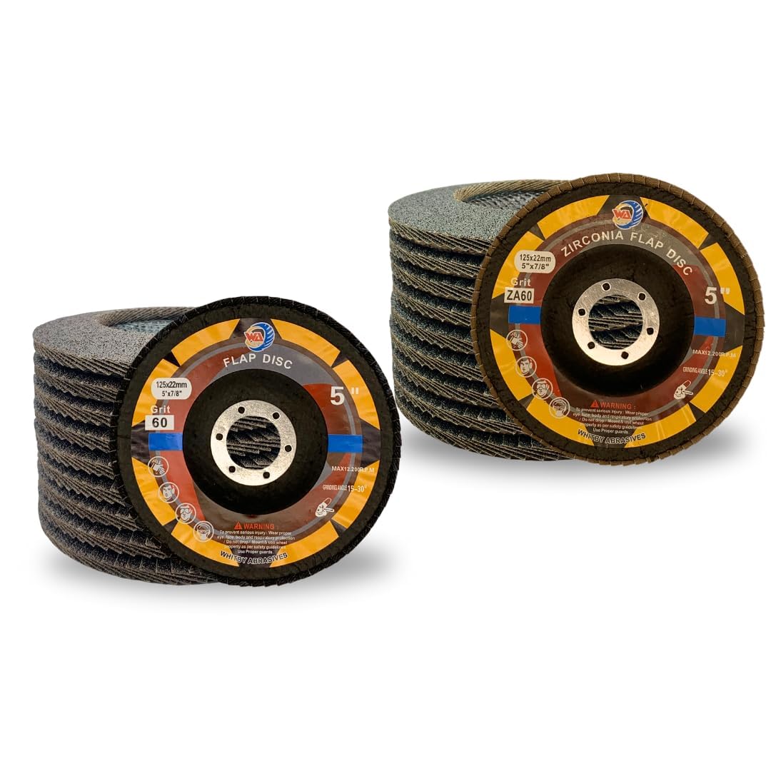 WA 20 PACK - Disques à lamelles industriels de qualité supérieure en zircone/aluminium de 5 po x 7/8 po