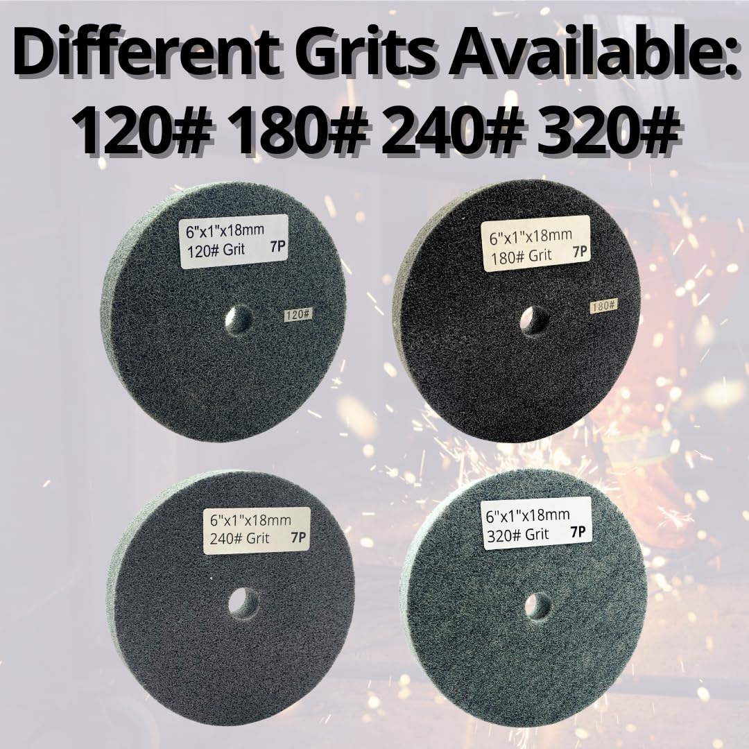 Rueda de banco de fibra de nailon de 6", grano 240, para pulido y desbaste