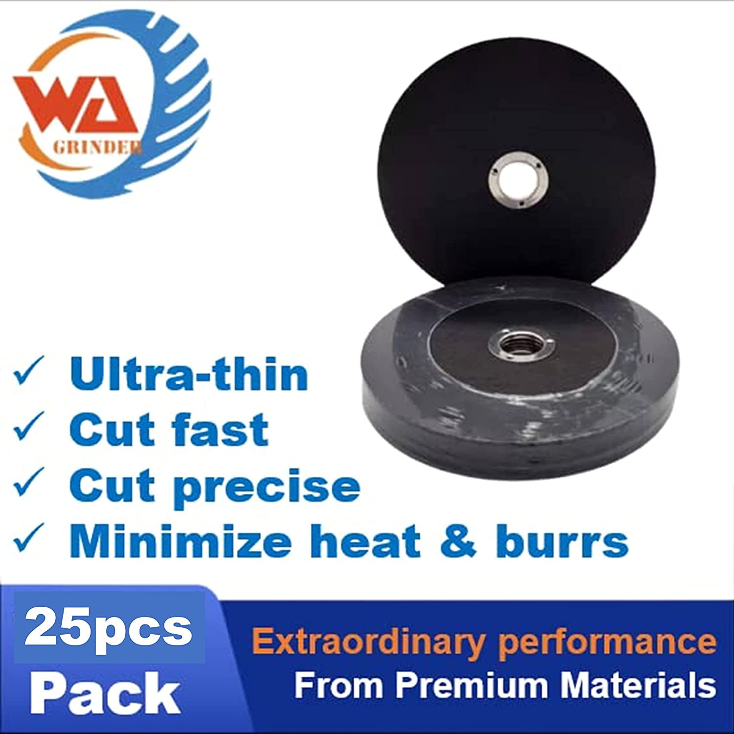 WA Paquete de 25 - Discos de corte de metal y acero inoxidable de 3 pulgadas, disco de corte ultradelgado para amoladoras, disco de corte plano de 3”x1/24”x 3/8", disco de corte rápido (paquete de 25 - 75x1.0x9.5mm)