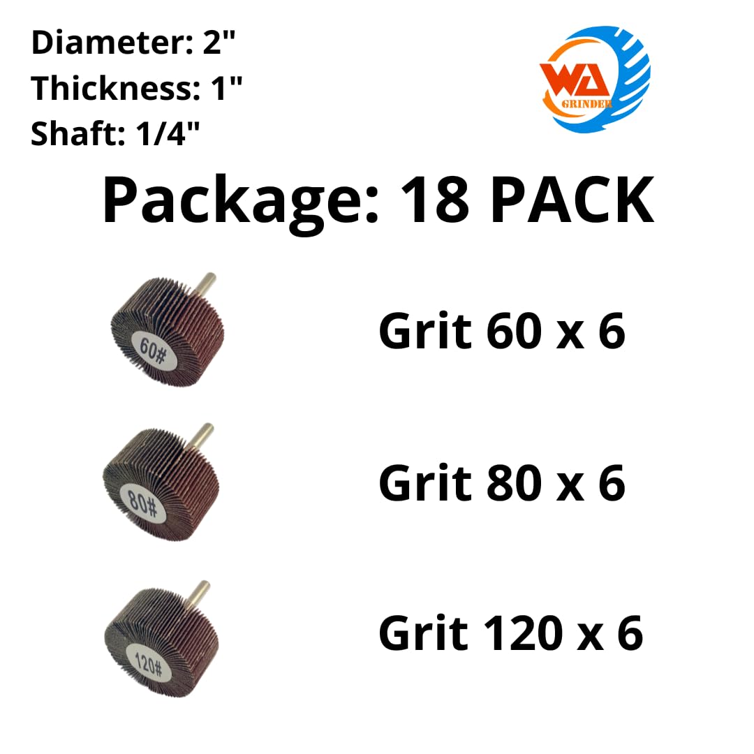 WA 18PAQUETE - Muelas abrasivas de láminas montadas duraderas de alto rendimiento, grano surtido 6x60#, 6x80#, 6x120#, Muelas abrasivas de óxido de aluminio con forma cónica