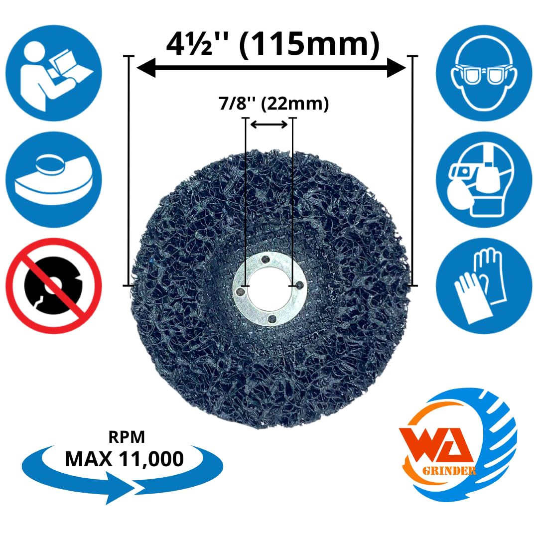 5 PACK 4 1/2" x 7/8" Strip & Clean Discs for Angle Grinders