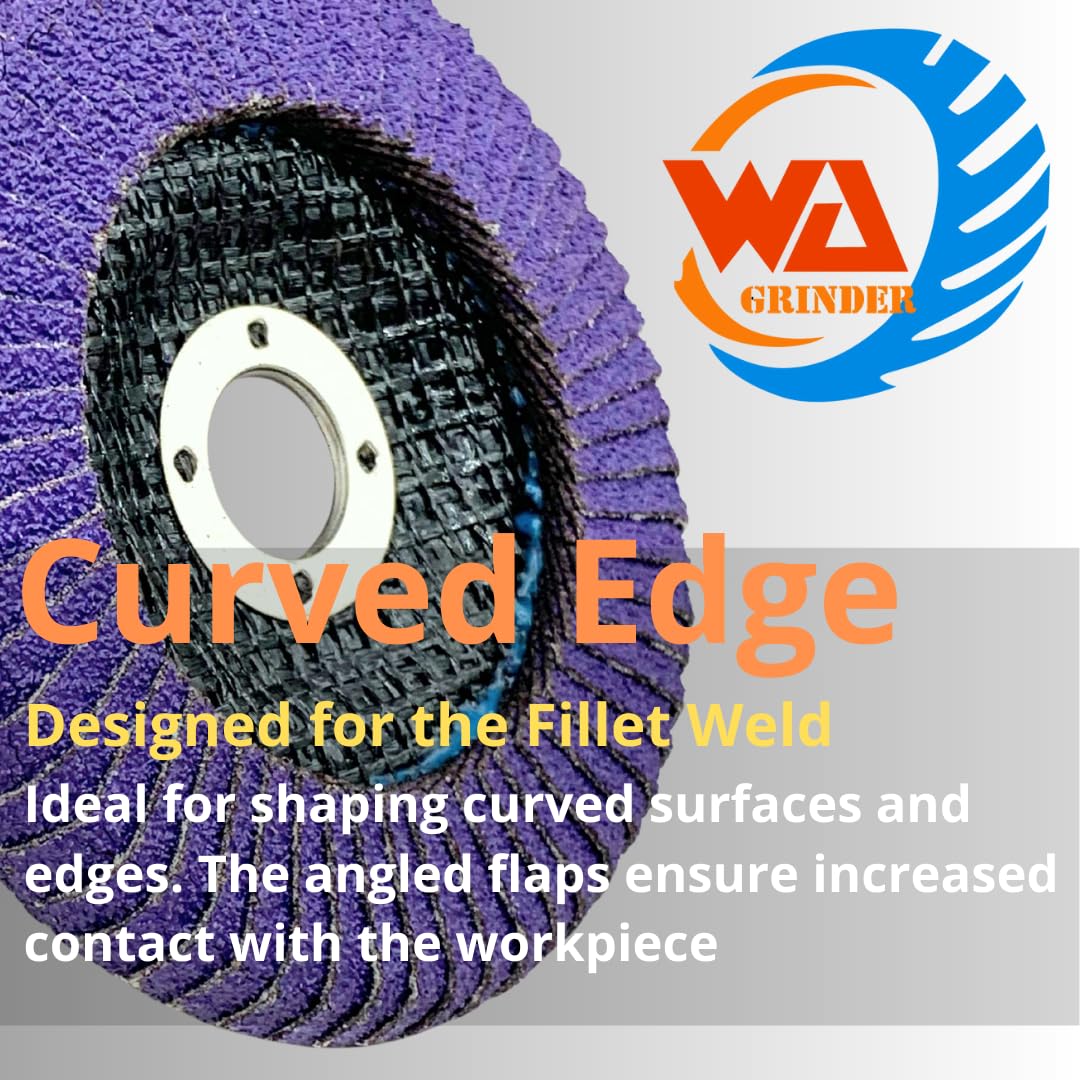 WA 5PCS - 4" x7/8" Disques à lamelles demi-courbées pour soudures d'angle en zircone/céramique