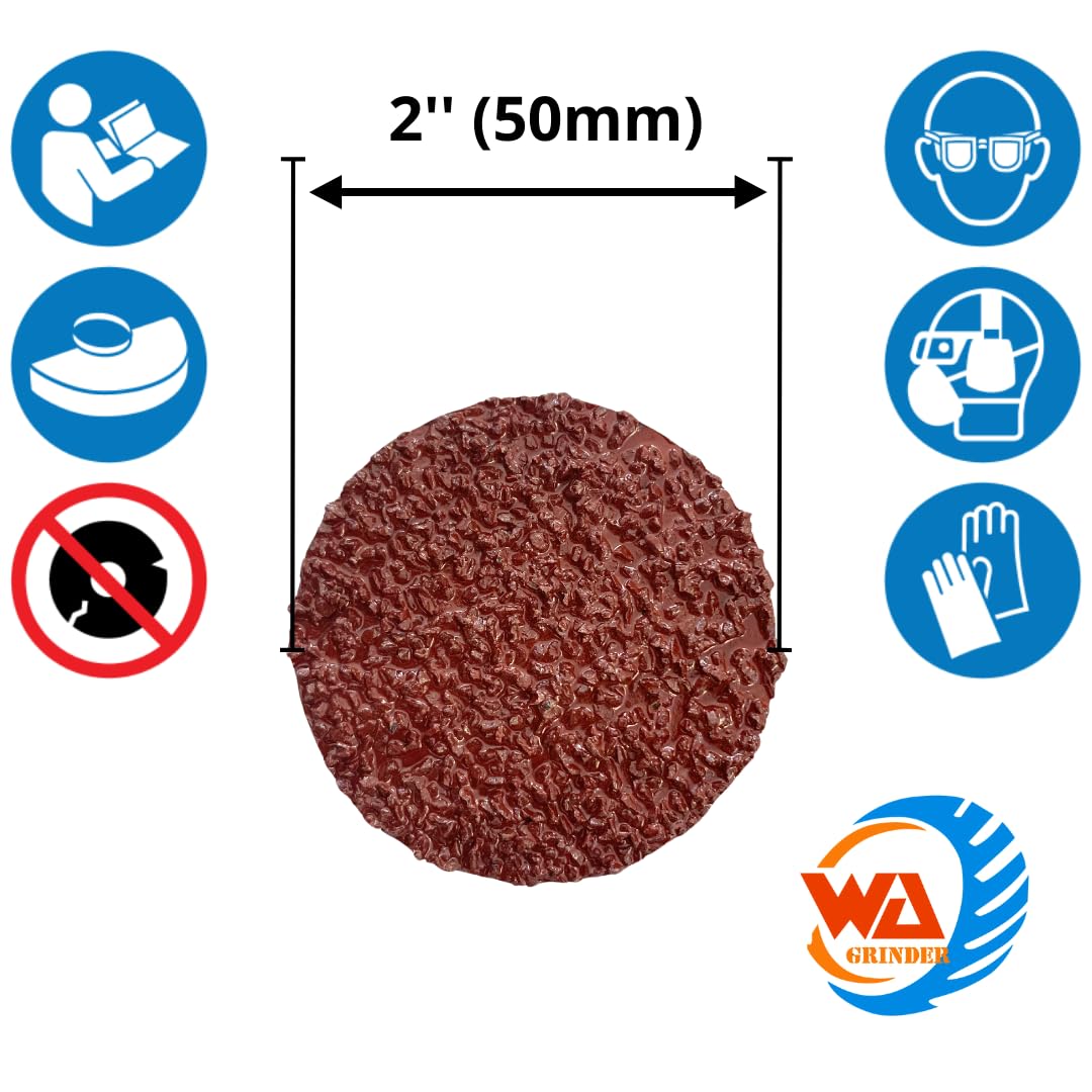 WA 25PACK - Discos de lija de cambio rápido de 2", discos de desbaste con respaldo de fibra de resina