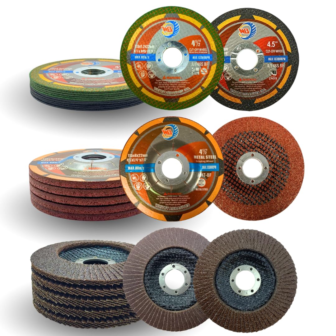 Whitby Abrasives 4-1/2 inch grinding and cutting wheels combo set, 20 pack