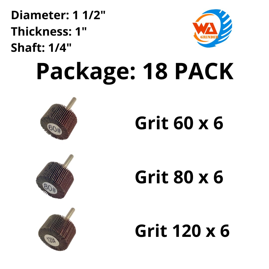 WA 18PAQUETE - Muelas abrasivas de láminas montadas duraderas de alto rendimiento, grano surtido 6x60#, 6x80#, 6x120#, Muelas abrasivas de óxido de aluminio con forma cónica
