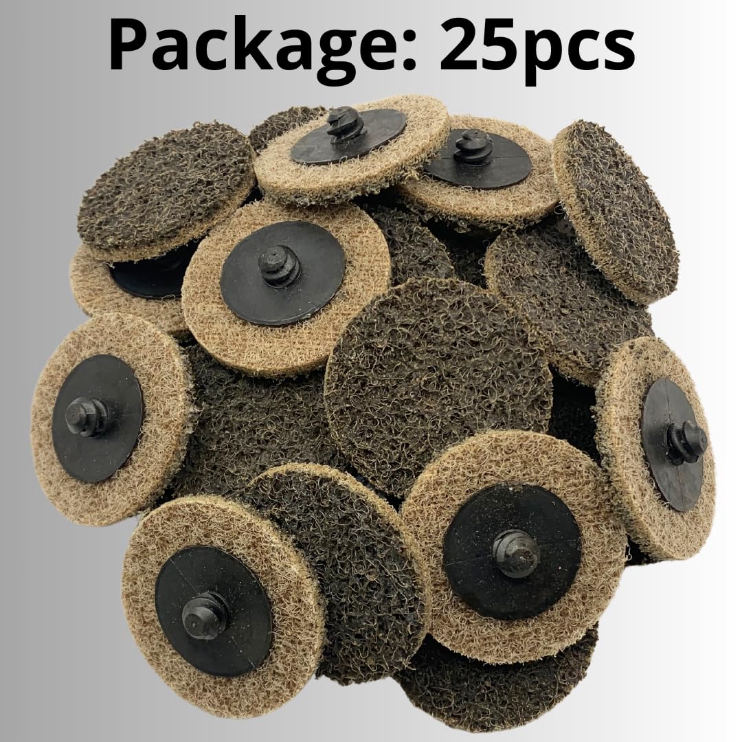 Lot de 25 disques de conditionnement de surface WA – 50 mm (2 po), type R/TR à changement rapide, nylon non tissé, pour ébavurage, élimination de rouille et de peinture, nettoyage de soudure, préparation de métal (gros)