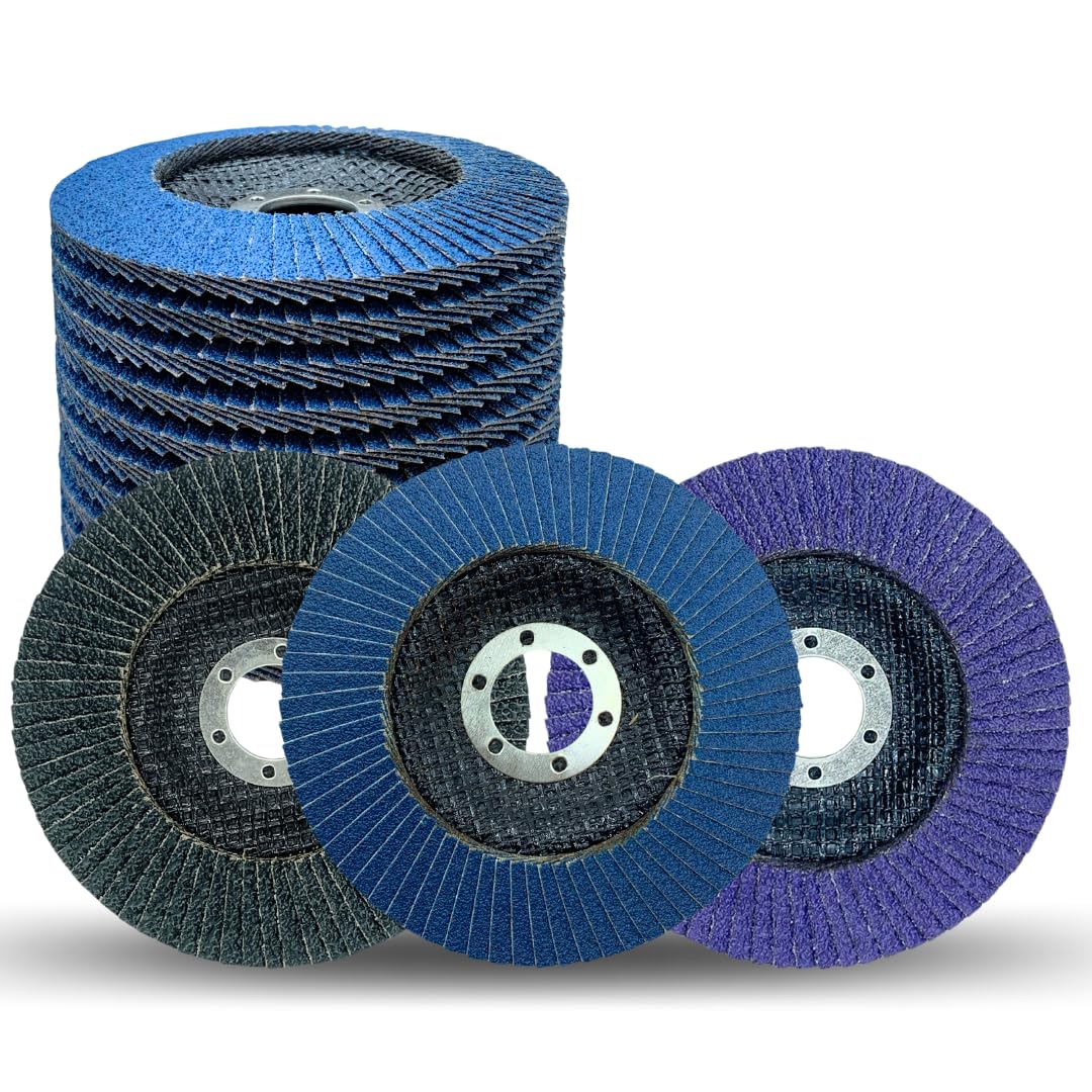WA 10 DISCOS DE LÁMINAS DE CIRCONIO DE 4-1/2" DE GRANO SURTIDO, INCLUYE 5PZ 40#, 3PZ 60# Y 2PZ 80#, RUEDA DE AMOLADO DE 4-1/2 PULGADAS PARA AMOLADORA ANGULAR DE METAL/ACERO INOXIDABLE/TRABAJO EN MADERA