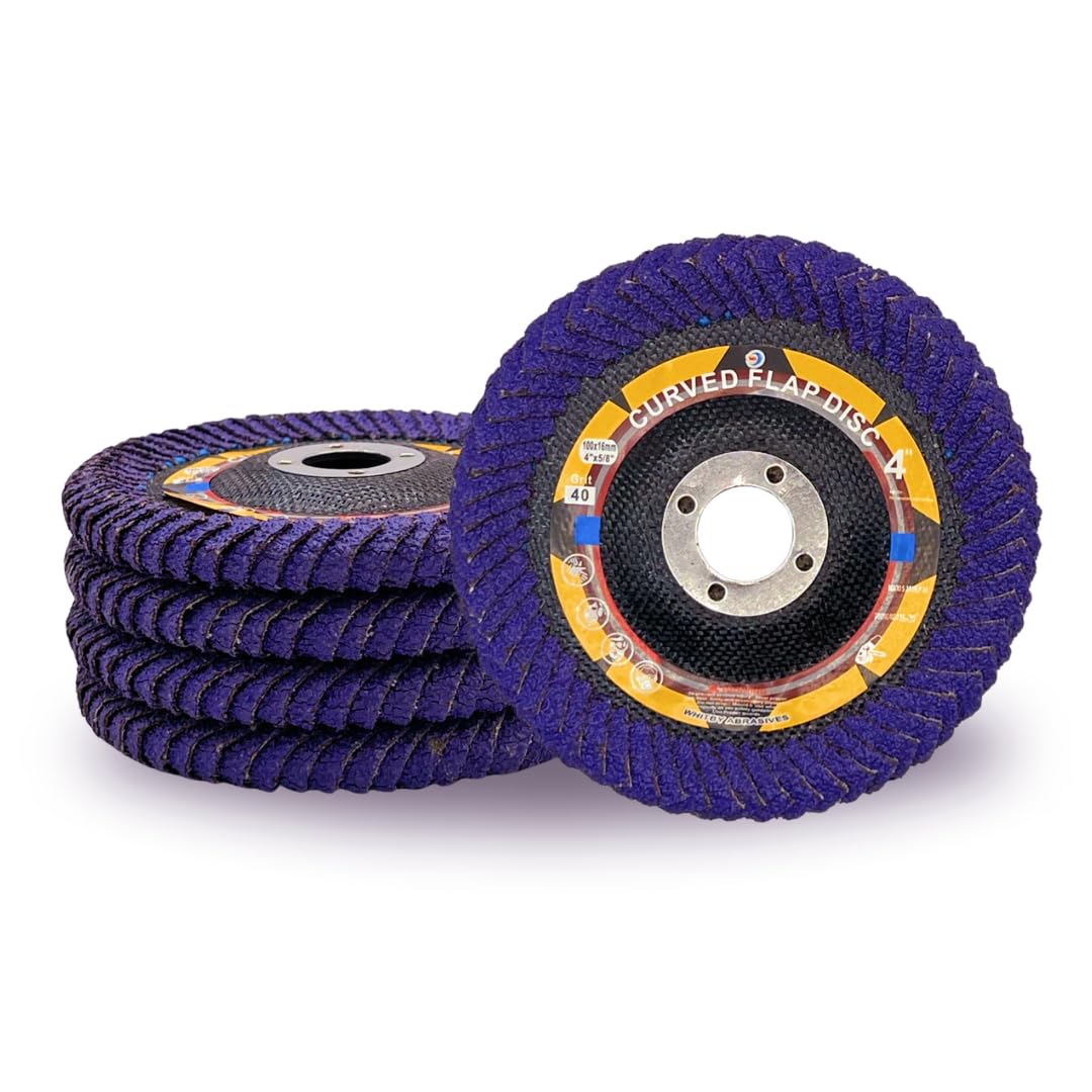 5 PACK 4" x 5/8" Ceramic/Zirconia Curved Edge Flap Discs