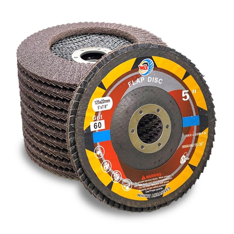 Whitby Abrasives 5 inch calcined aluminum oxide Type 29 flap discs, 60 grit, 10 pack