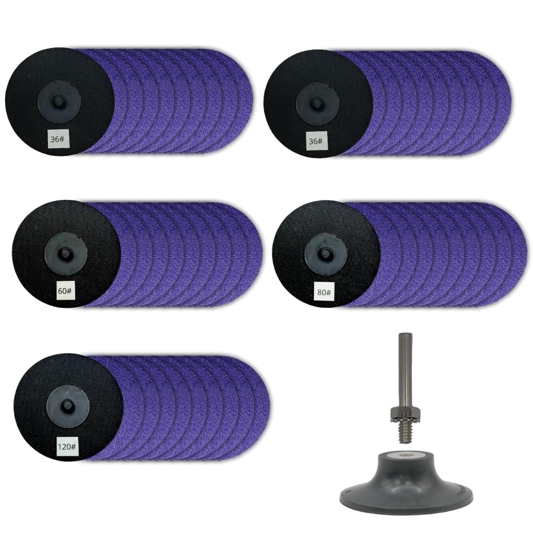 Whitby Abrasives 3 inch purple zirconia roll lock sanding discs, 51 pack