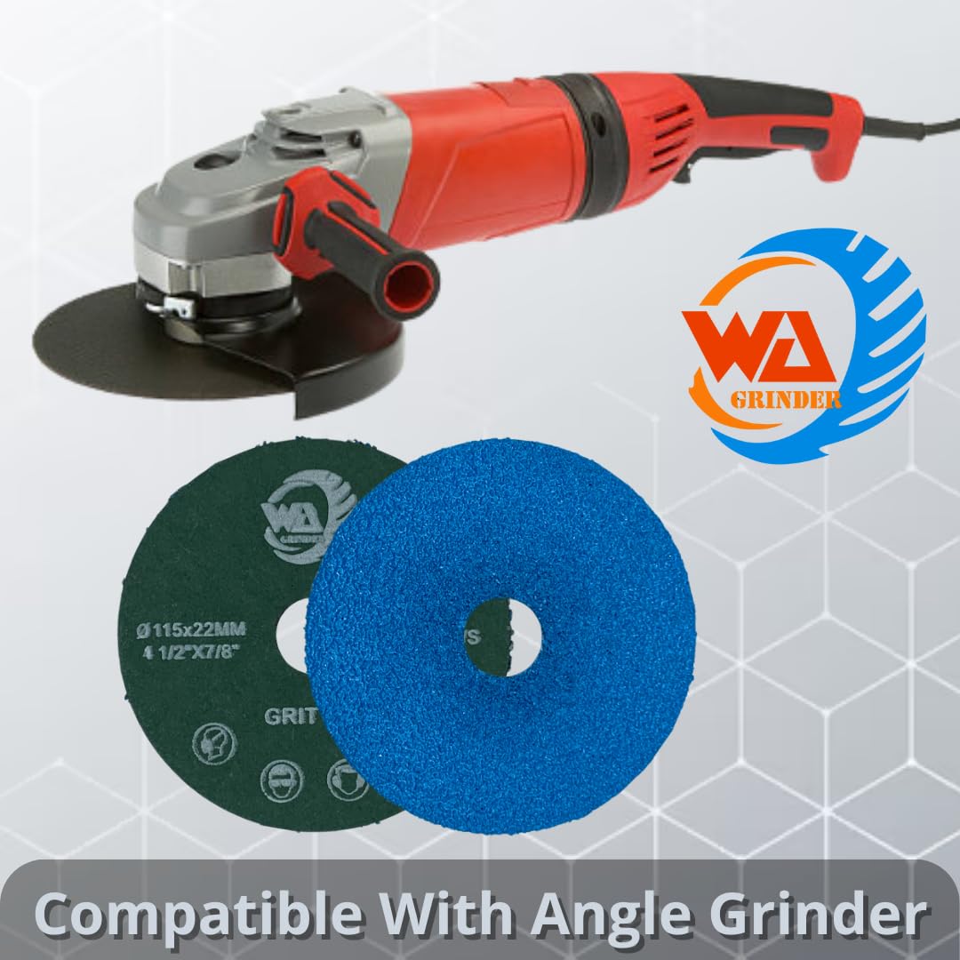 WA 25PACK - Discos de lija de fibra de resina de circonio premium, eje de 7/8'' pulgadas, para madera, metal, aluminio, acero inoxidable, fibra de vidrio, en amoladora angular