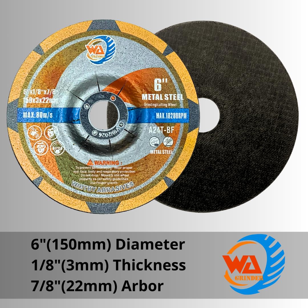 Disco de corte WA de 1/8" para amoladora angular, disco de corte de metal de uso general de centro deprimido de 1/8" X 7/8", para metal, hierro, acero
