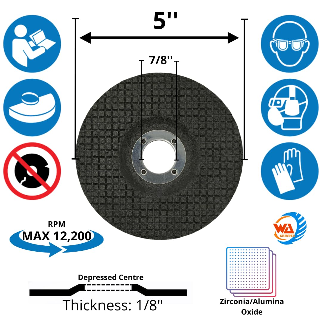 10 PACK 5" Flexible 46 Grinding Wheel for Metal