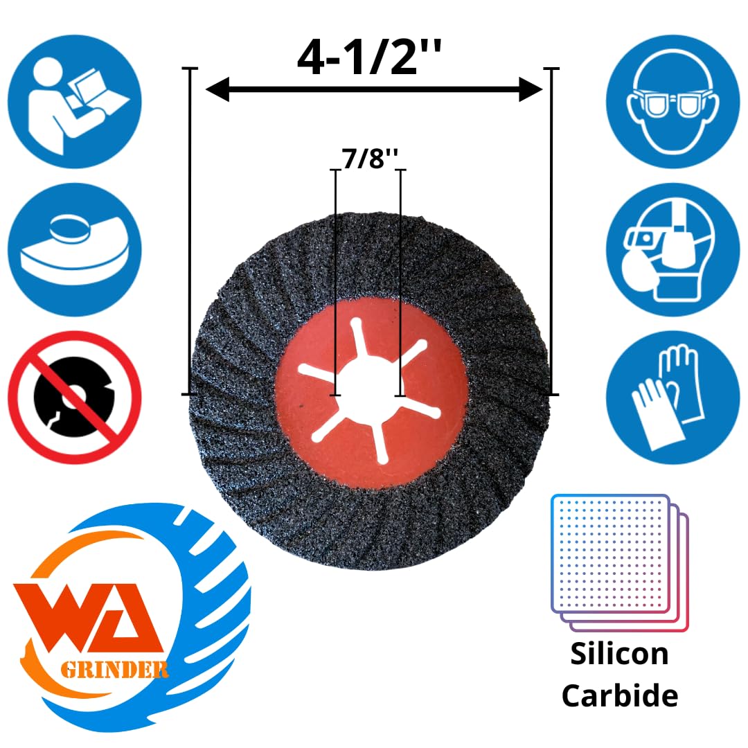 10 PACK 4-1/2" x 7/8" Semi-Flexible Silicon Carbide Sanding Discs