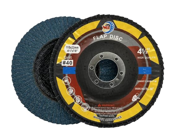 WA101R PAQUETE DE 20 - Disco de láminas de circonio de 4 1/2" x 7/8" y 40 granos, grado industrial de alta densidad, disco de lijado, muela abrasiva para amoladora angular de metal/acero inoxidable/madera, 4 1/2 pulgadas, grano 40 (115x22mm) T29