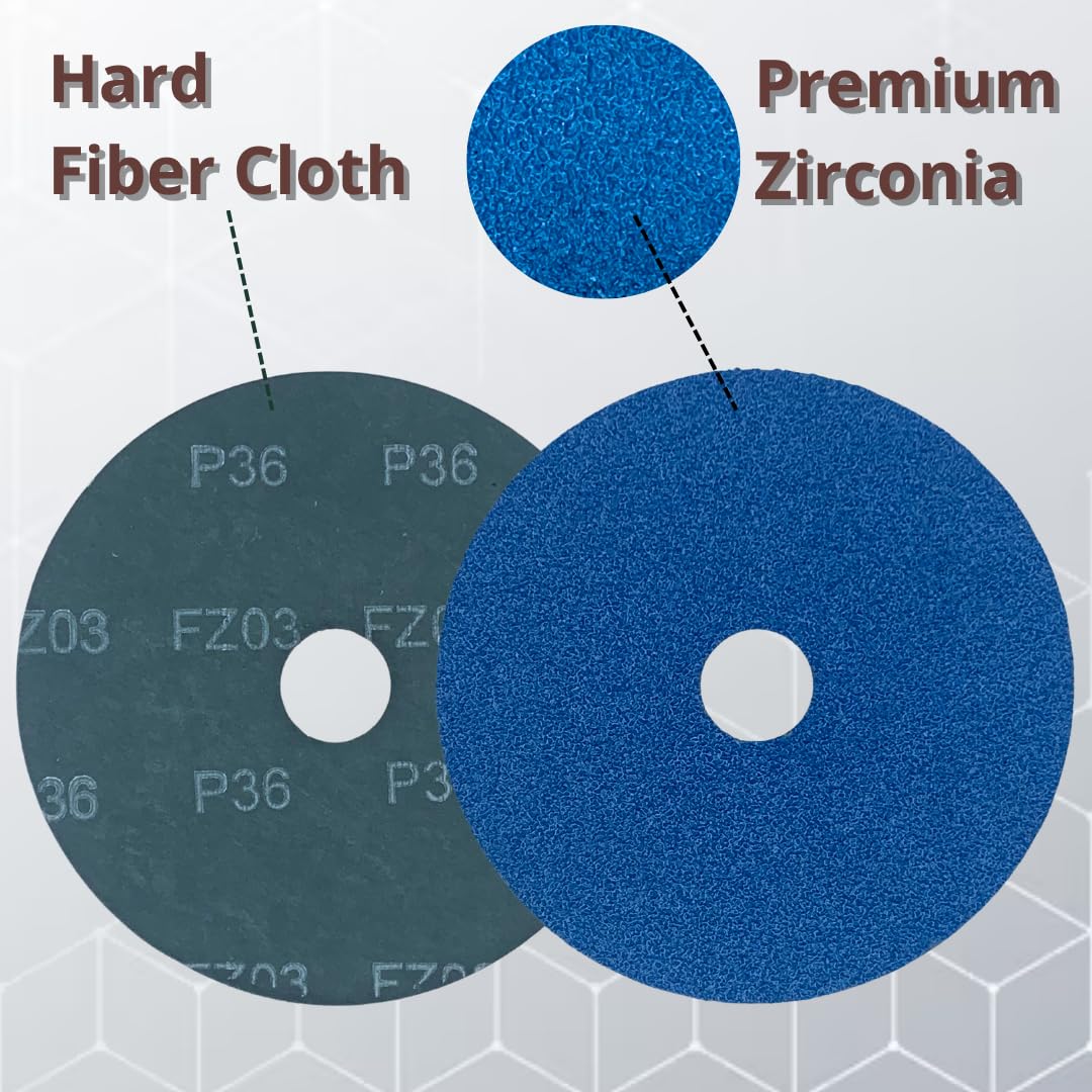 WA 25PACK - Discos de lija de fibra de resina de circonio premium, eje de 7/8'' pulgadas, para madera, metal, aluminio, acero inoxidable, fibra de vidrio, en amoladora angular