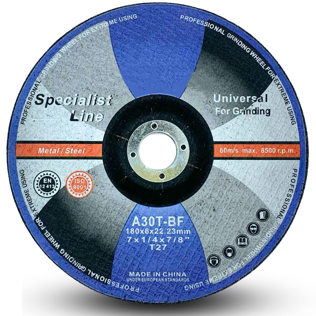 Whitby Abrasives 7 inch depressed center grinding wheels for metal, 25 pack