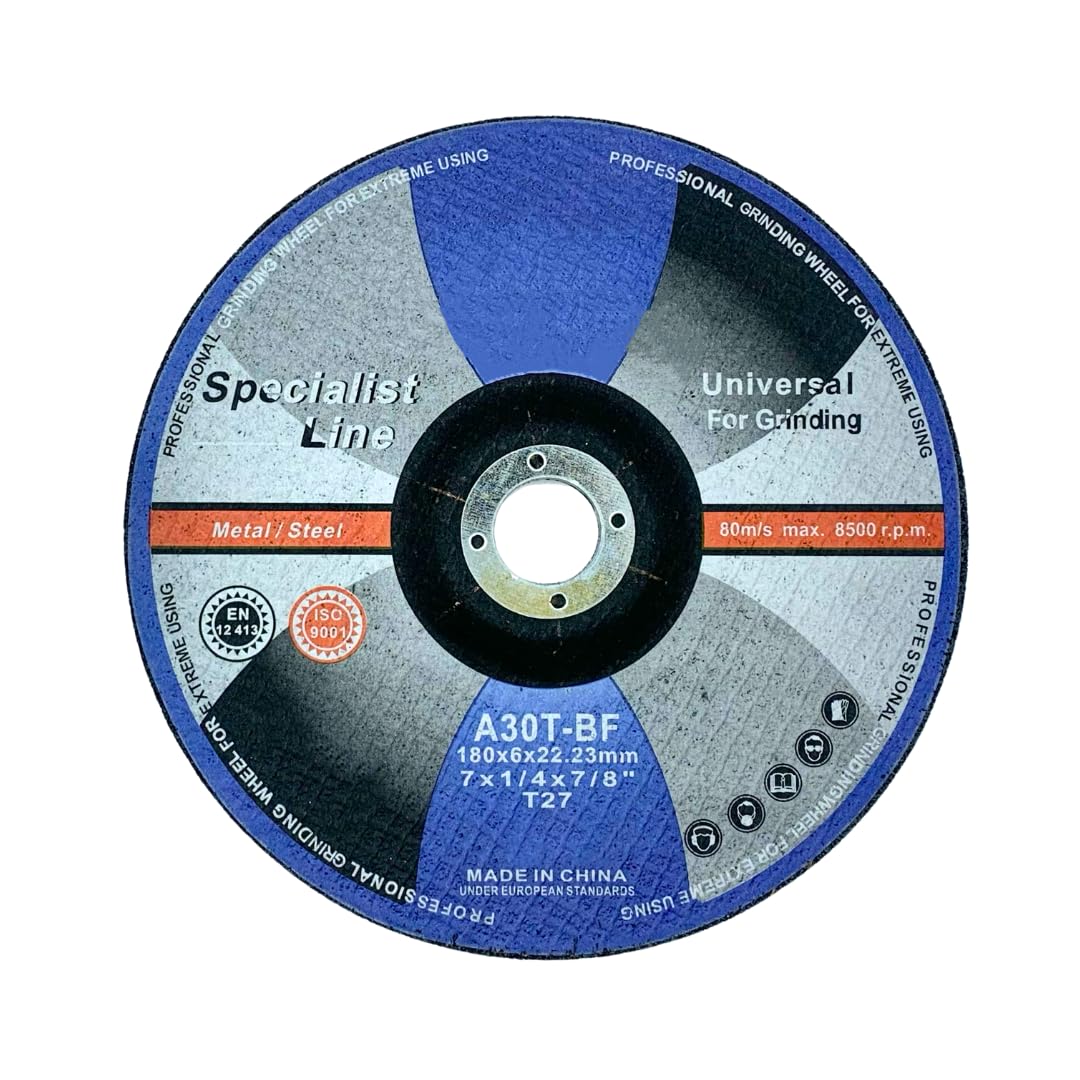 Whitby Abrasives 7 inch depressed center grinding wheels for metal, 12 pack