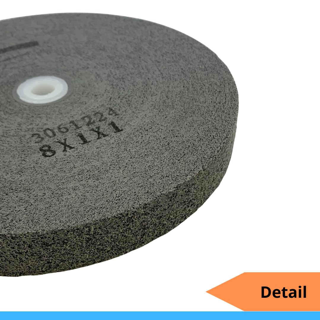 Muela abrasiva WA de 8 pulgadas, fibra de nylon de alta densidad, carburo de silicio, rueda de pulido y desbarbado con eje ajustable, para esmeriladora de banco, 3500 RPM, 8"x1"x1" (eje ajustable)