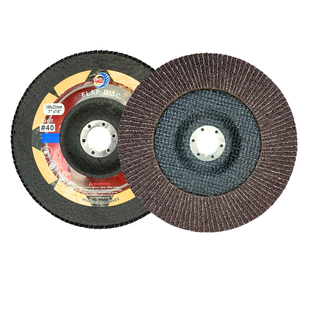 WA 10PACK - Disco de láminas de óxido de aluminio calcinado Grit40 de 7" x 7/8" para esmeriladora angular, rectificado de metales, para madera, metal, acero inoxidable, T27, 7 pulgadas, 40#
