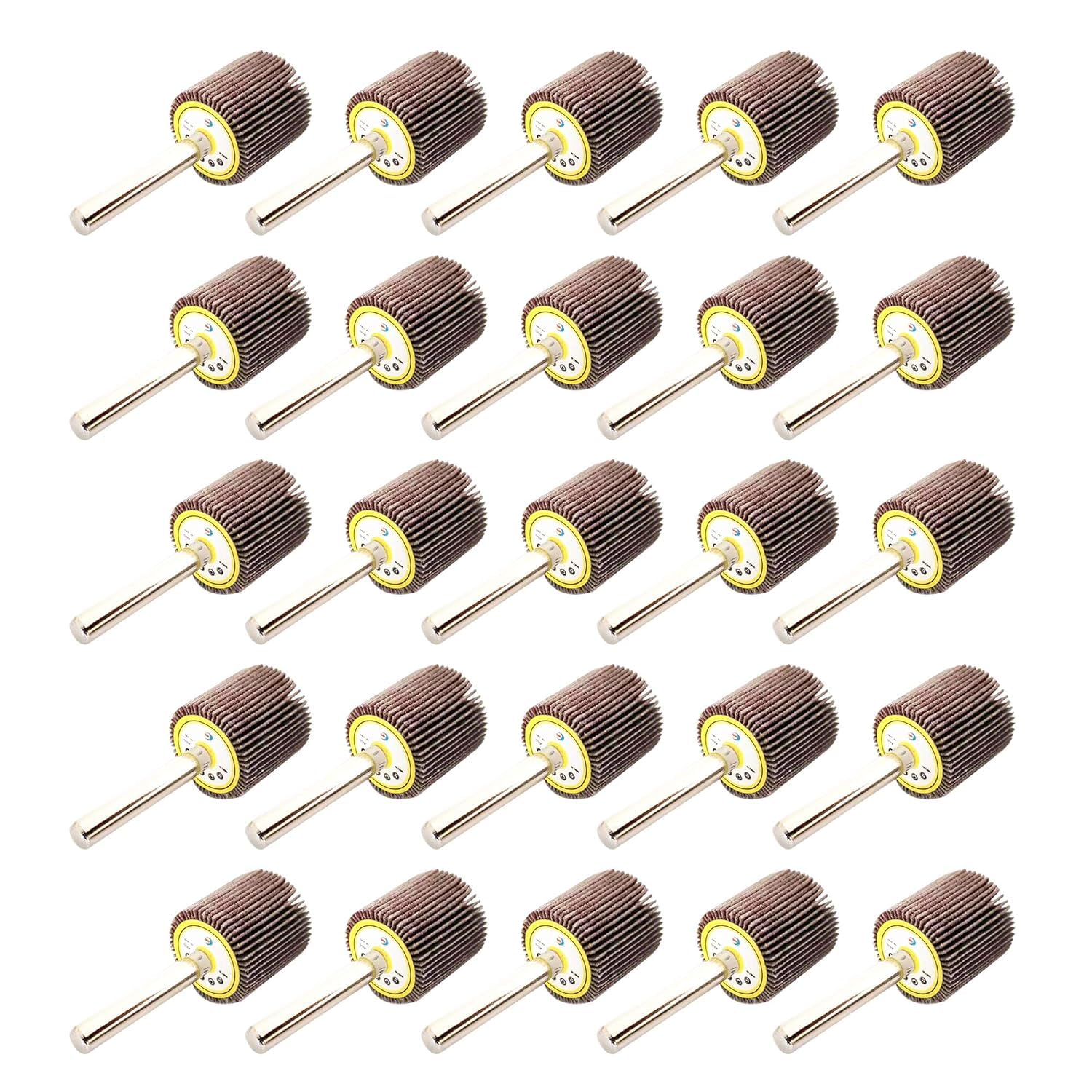 WA 25 PIÈCES - Disques à lamelles montés en oxyde d'aluminium durable haute performance de qualité industrielle 19x19x6 mm avec tige de 6 mm