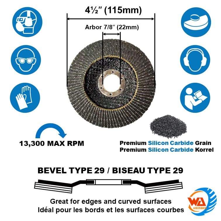 10 PACK 4-1/2" x 7/8" Silicon Carbide Masonry Flap Discs, 120 Grit